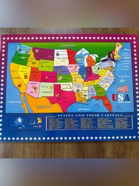 46-Piece USA States & Capitals Wooden Map Puzzle